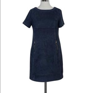 Anthro Phoebe Couture Blue Faux Suede Dress Size 4